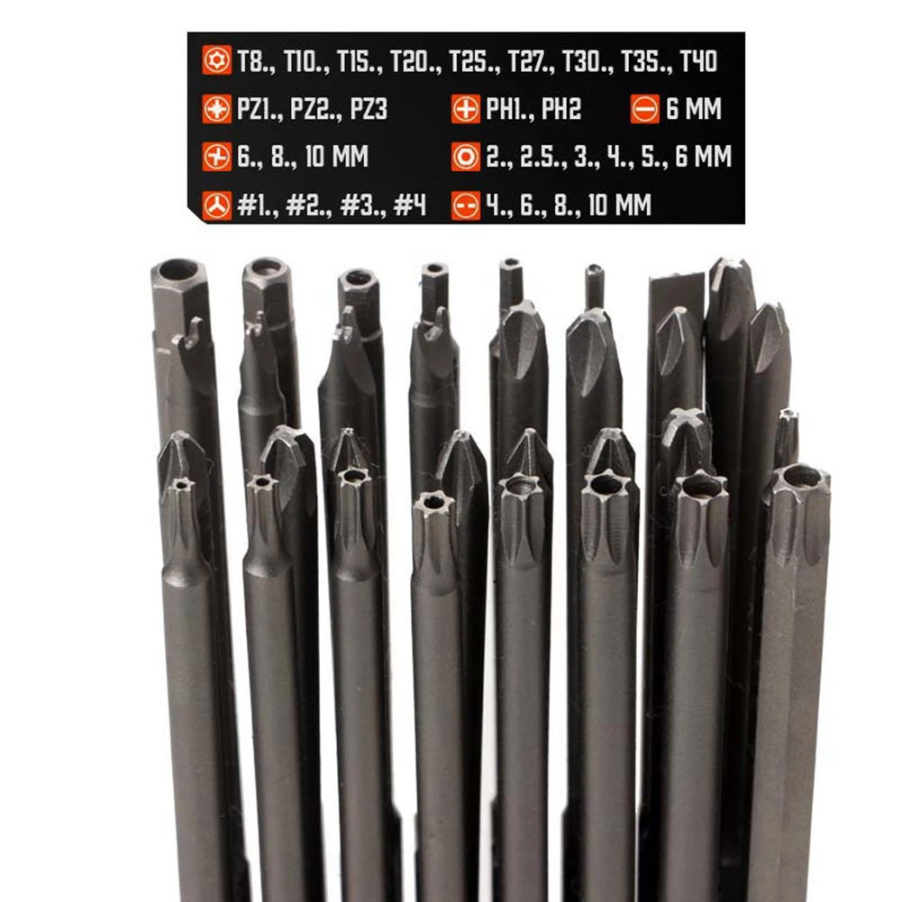 32x Extended Screwdriver Bit Set Alloy Steel 150mm Long Torx Tamper Proof Spanner Screwdriver Drill Bit For Phillips Hex Drill