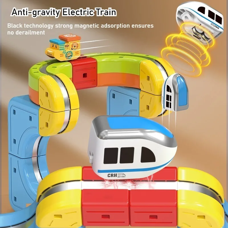 DIY Magnetic Versatile Electric Mini Train High-speed Rail Magic Adhesion Three-dimensional Track Montessori Educational Kid Toy