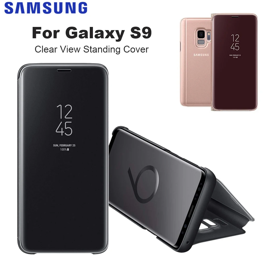 

Оригинальный прозрачный чехол с подставкой для Samsung Galaxy S9 Smart View, зеркальный чехол-книжка для телефона с подставкой