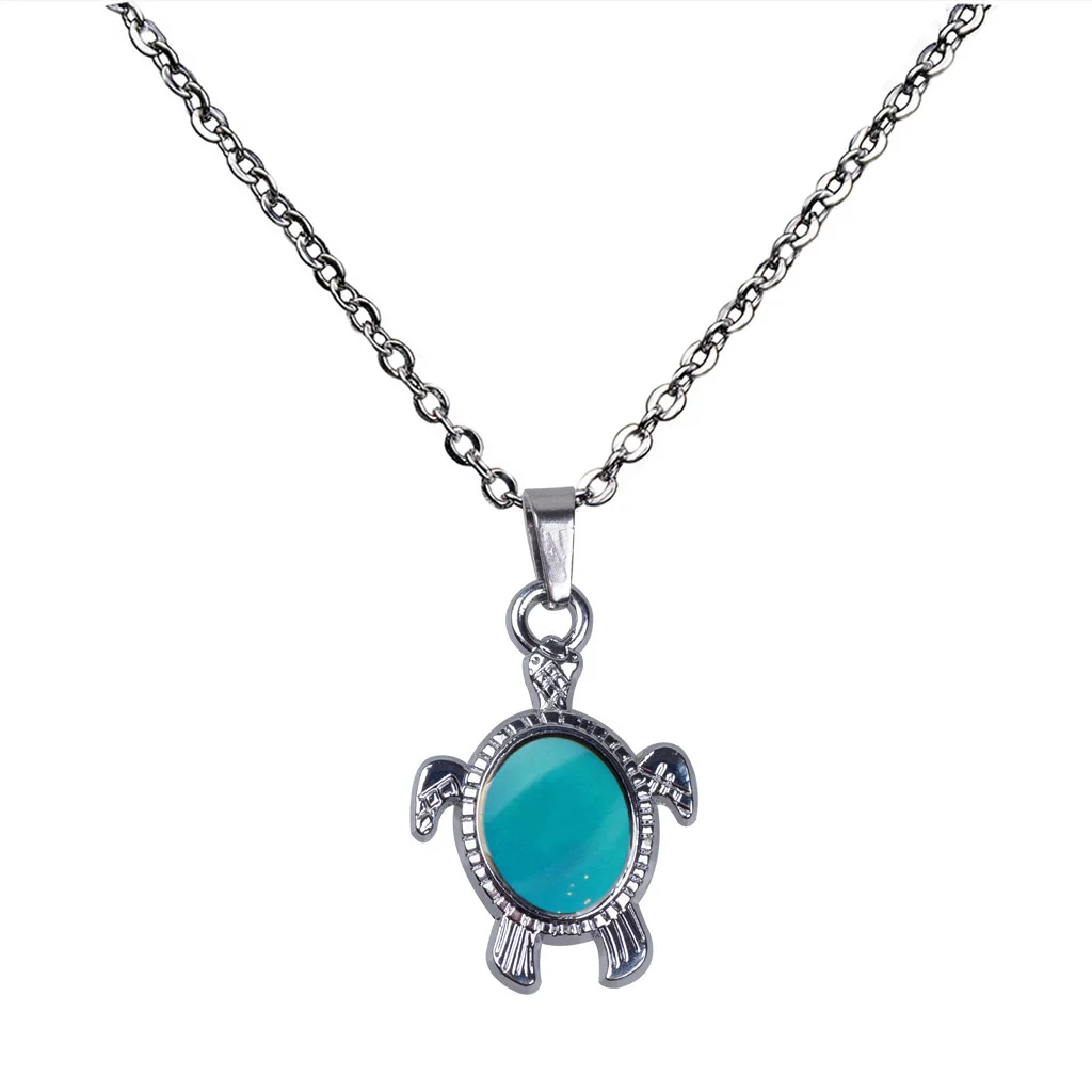 Cute Little Turtle Feels Warm and Moods Change Color Stainless Steel Necklace