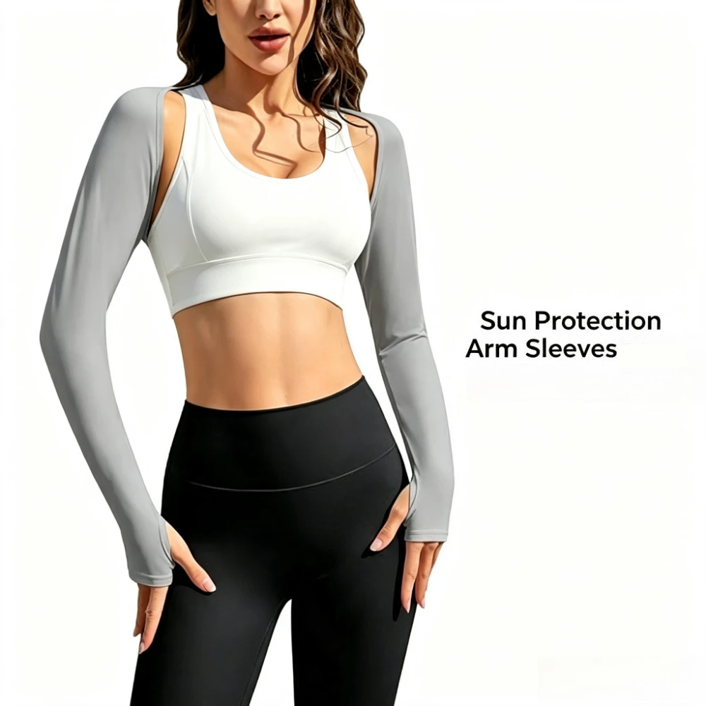 4 Pcs Women Golf Sun Protection Shrug Sleeves, Cooling Open Front Crop Sports Shrug, Breathable Lightweight Long Sleeve Sun Cover for Golf, Cycling & Outdoor Activities