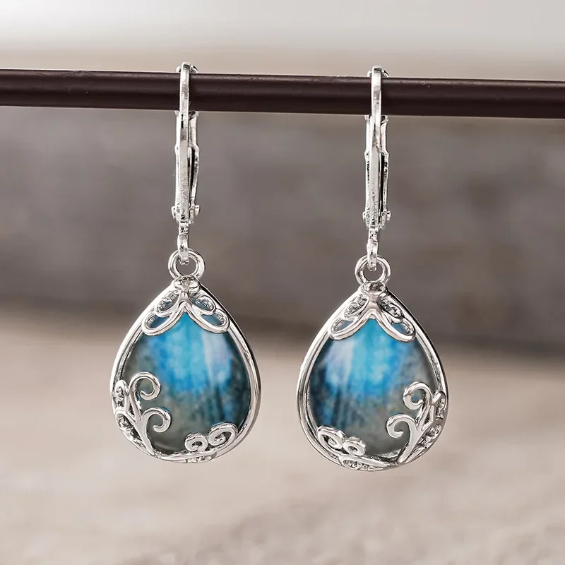 High End Fashion Ethnic Style Stickers, Craft Design, Women's Accessories Retro Carving Vine Water Droplet Colored Jewelry