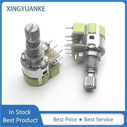 1PCS 12 Type R125G 8Pin Potentiometer Duplex With Switch B50K Volume Power Amplifier Linear Potentiometer Flower Shaft 15MM