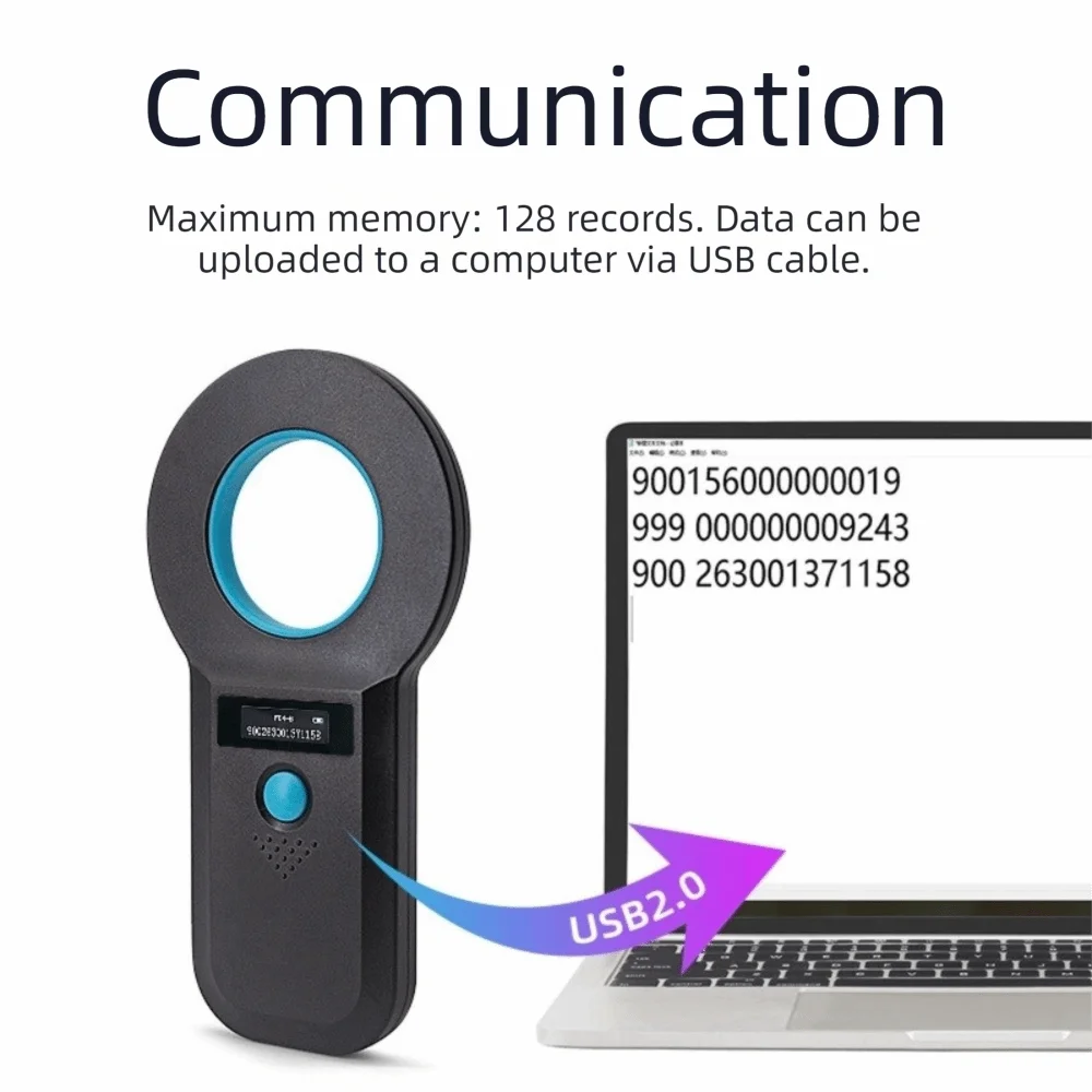 Handheld Pet ID Detection Rechargeable Portable Animal RFID Reader Data Storage Bluetooth Connectivity Pet Microchip Reader