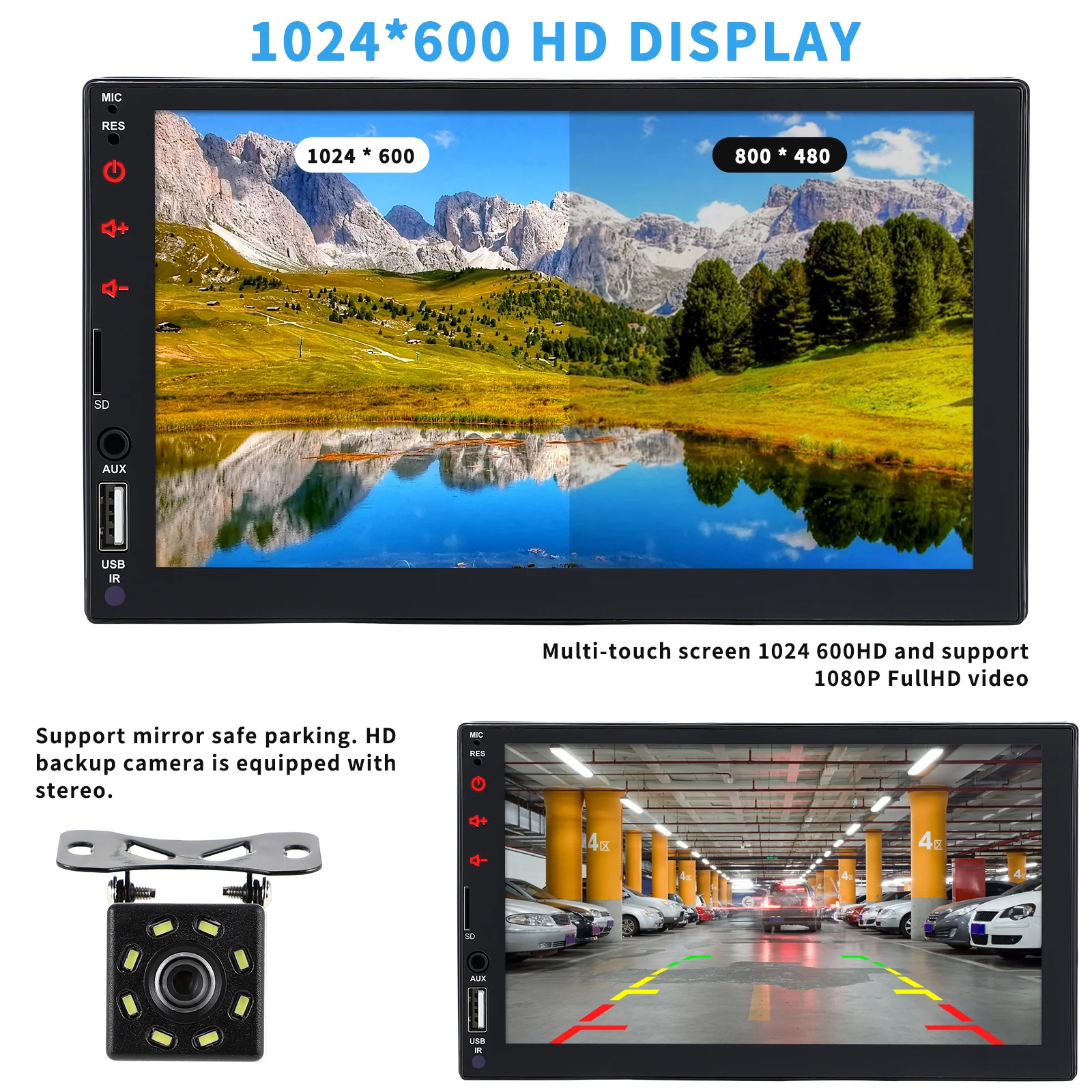 

7-дюймовый автомобильный радиоприемник Mp5, беспроводной стерео видео и аудио для Fm-передатчика с двойным Din