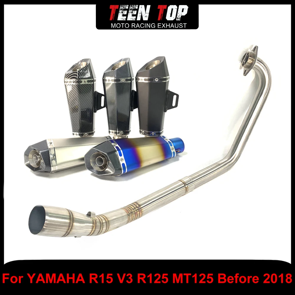 

51 мм мотоциклетный выхлопной локтевой глушитель для YAMAHA R15 V1 V2 MT125 полные выхлопные системы из нержавеющей стали R15 V2 до 2018 г.