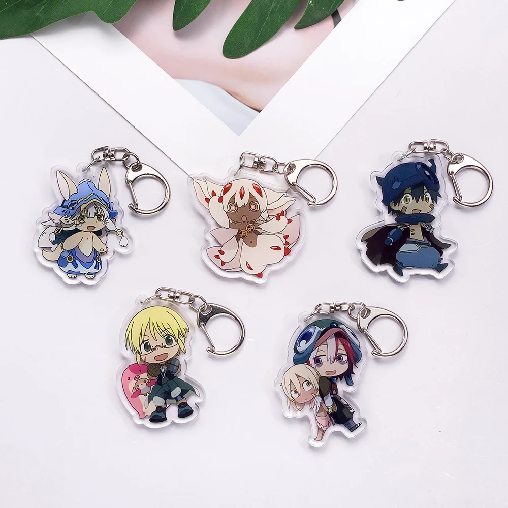 Lote de 5 Llaveros Acrílicos de Personajes de Anime de Made in Abyss, Accesorios Lindos para Bolsos, Colgantes para Mochilas, Regalos para Amigos