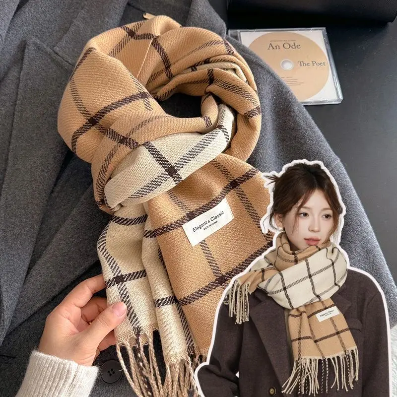 206*45 Cm Luxury Brand Fashion Classic Lattice Women Men Soft Shawl 2024 Plaid Scarves Wraps Shawl Neckerchief Headband Muffler