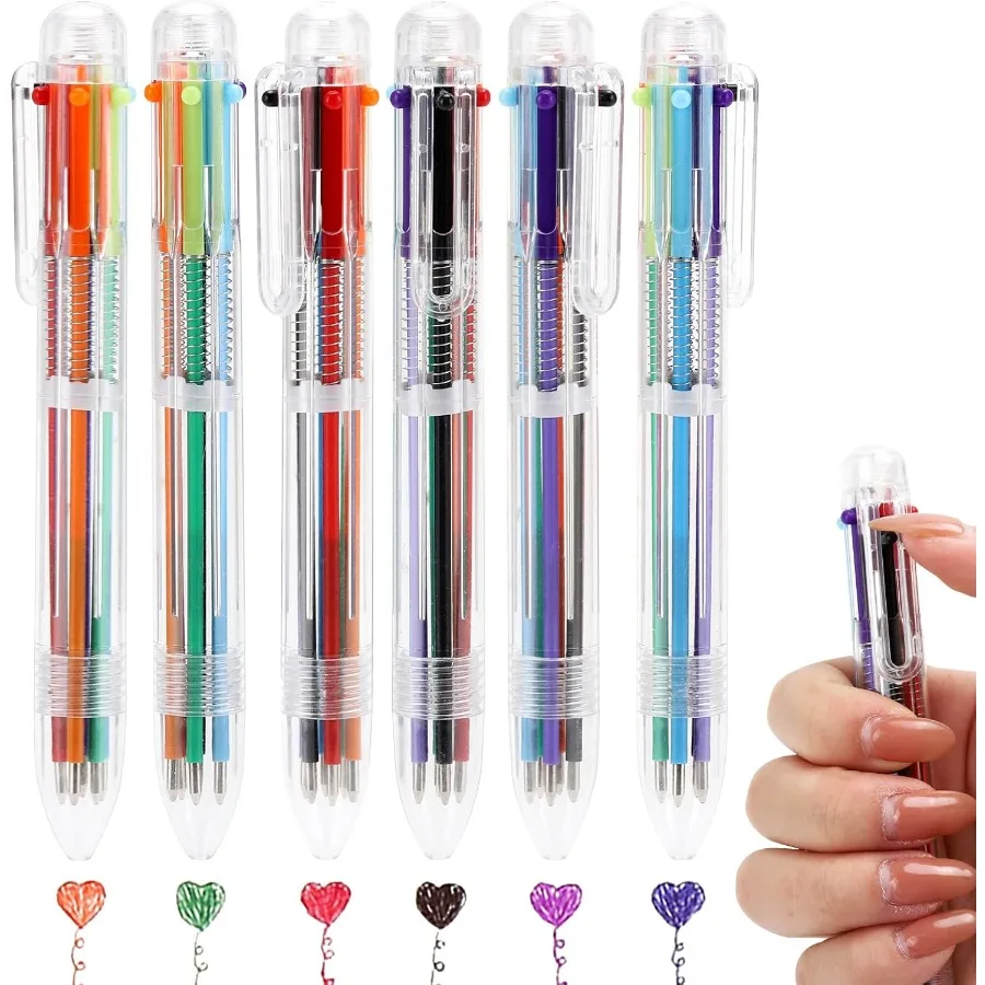 

25Pcs 6in1 Retractable Ballpoint Pens for Office School Supplies Students 0.5mm