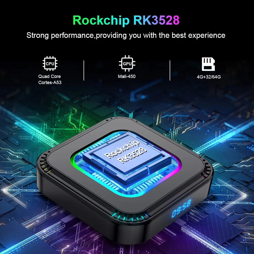 Imagem -06 - Caixa da Tevê do Andróide 13 com Núcleo do Quadrilátero Hk1 Rbox k8 Rockchip Rk3528 2.4g 5g Wifi6 Bt5.0 Ram 4gb 32gb 64gb 8k