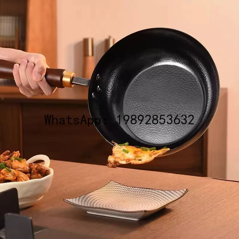 Hand-made cooking pot for homekitchen hammer pattern small iron  big belly food supplement mini pot uncoated non-stick