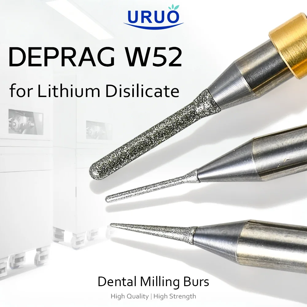 Deprag W52 Dental Milling Cutters for Lithium Disilicate Grinding Tools D6 Shank 45MM Length 0.6/1.0/2.5MM Dental Materials