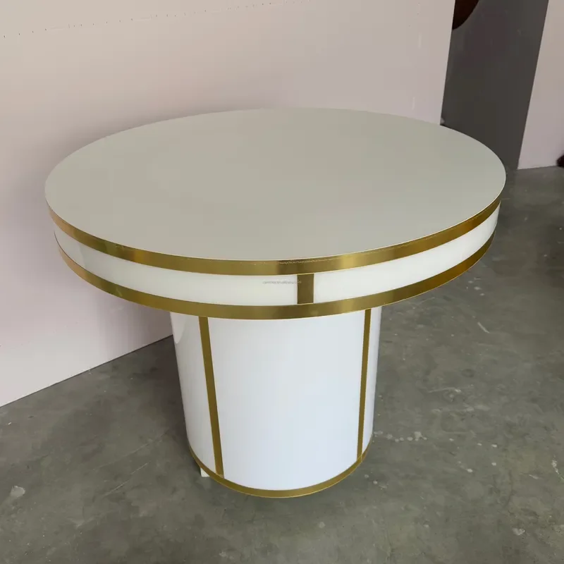 White Acrylic Cake Stand with Wheels for Wedding Banquet Party Decoration Event Display Table Modern Clear Pedestal for