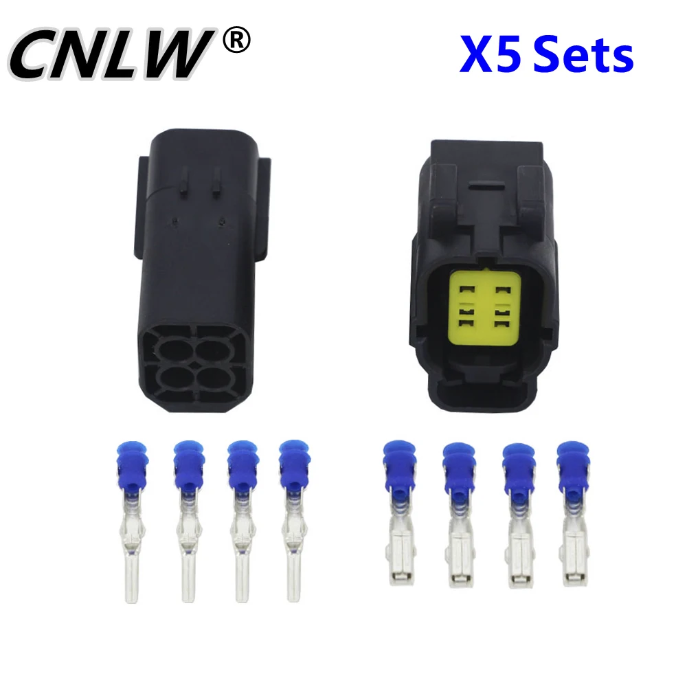 5 Sets 4 Pin DJ70416Y-1.8-11/21 Waterproof Electrical Wire Oxygen Sensor Plug Automobile Connector