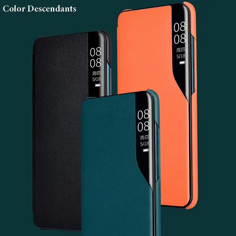 Smart Case For Xiaomi Redmi 9A 9C 10C 12C Cover Flip Leather Window View Case For Xiaomi MI 12 13 11T Pro Redmi Note9S 12 11 Pro