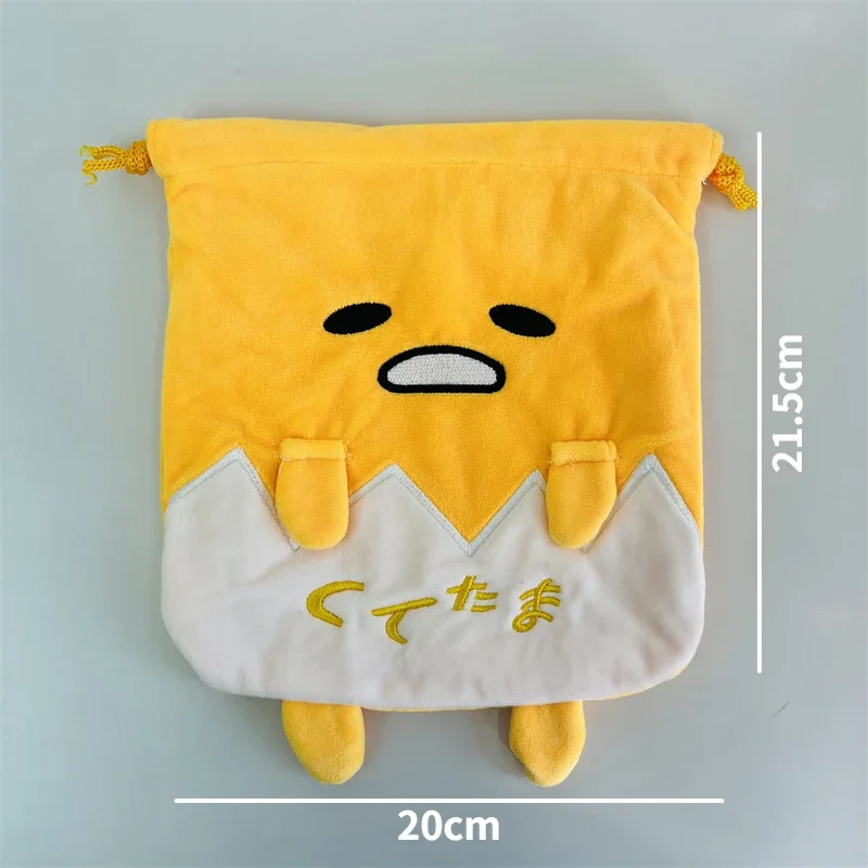 Sanrio Gudetama Drawstring Pocket Storage Bag Cute Cartoon Embroidered Plush Women Girl Portable Folding Drawstring Bag Kid Gift