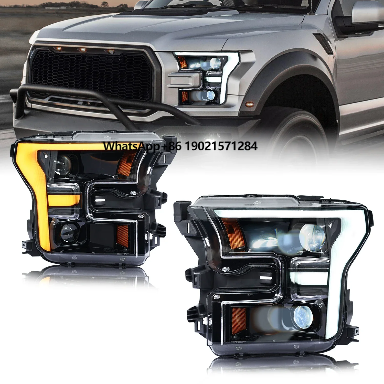 

Archaic New Design F Style Car Led Front Lamp for Ford F150 2015-2021With DRL Sequential Turning Signal Headlight