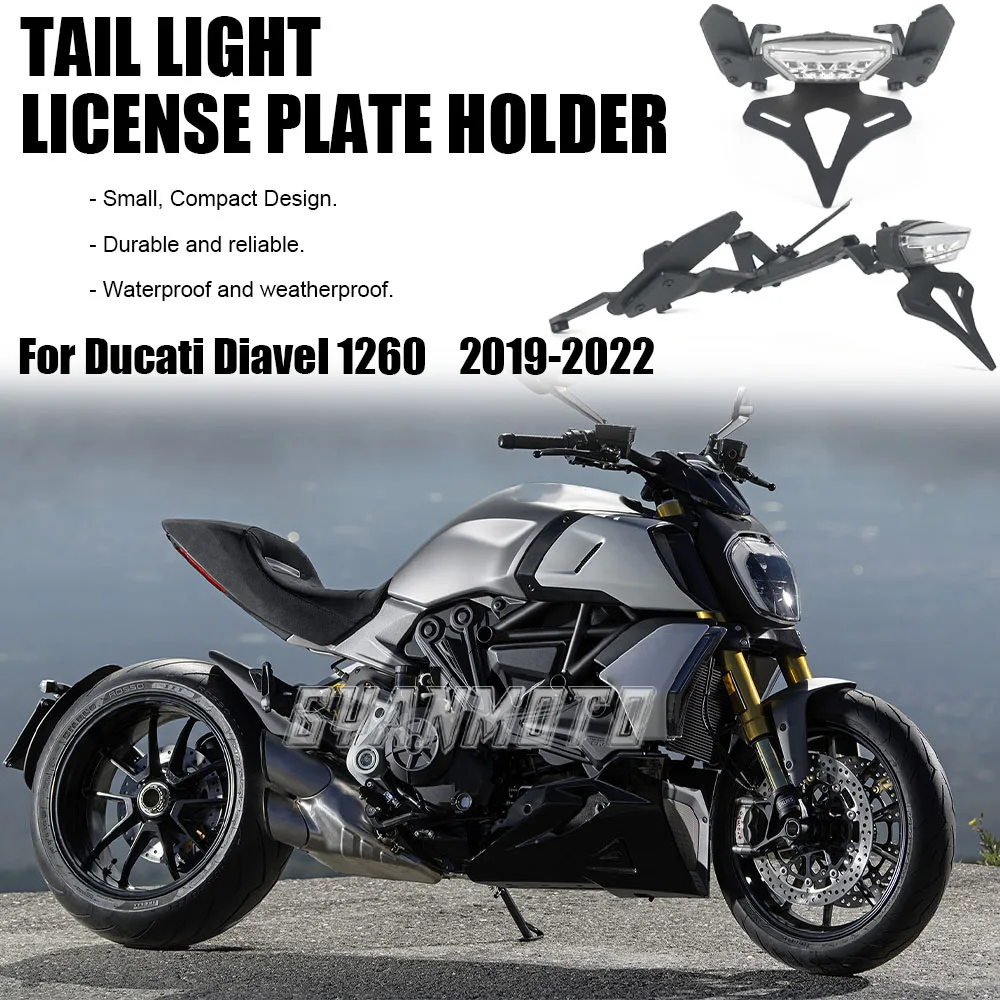 

For Ducati Diavel1260 Diavel 1260 2019-2022 Motorcycle Rear Short Tail Stock License Plate Holder Tailstock Bracket LED Light