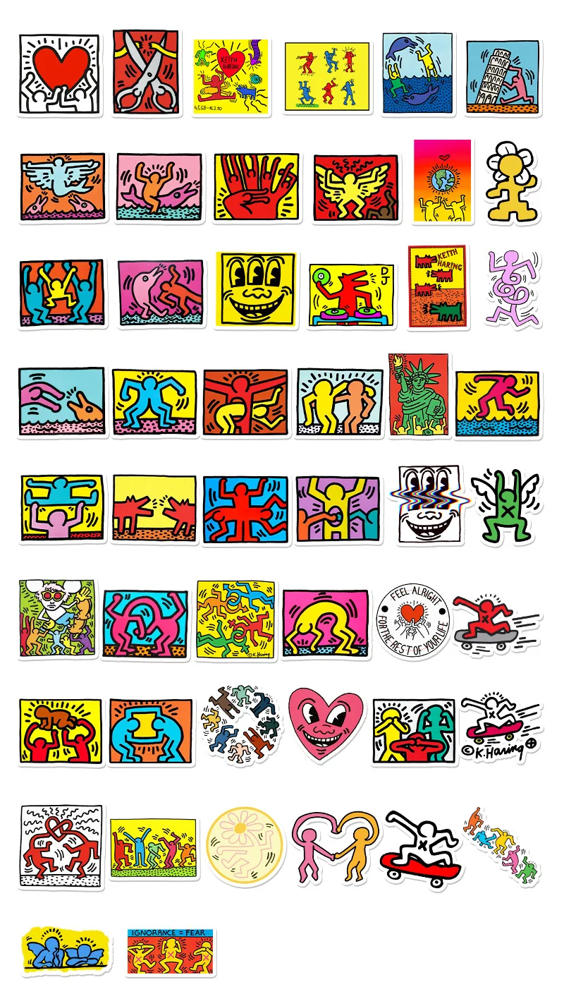 50pcs Keith Harlem Street Painting Cartoon Graffiti Creative Luggage Laptop Refrigerator Car Decoration Sticker