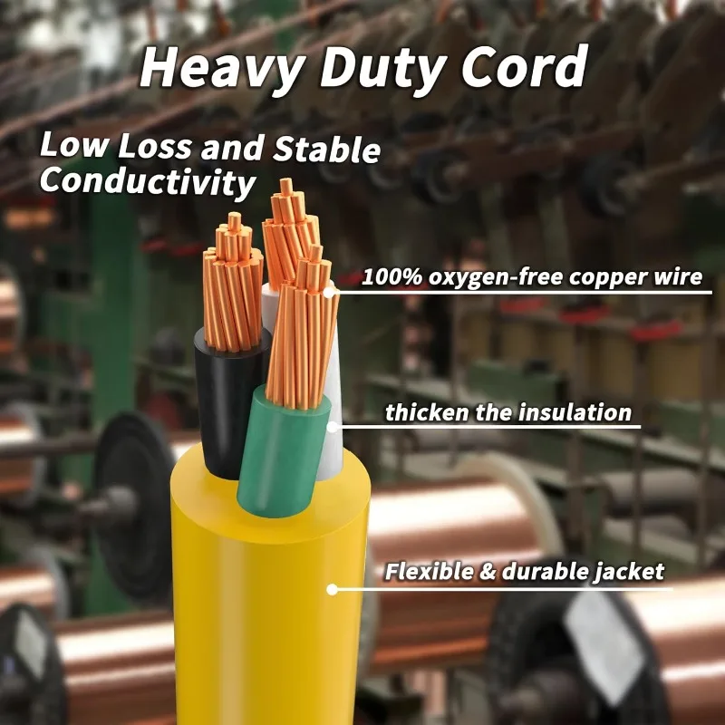 سلك تمديد خارجي 100 قدم 12/3 مقاوم للماء مع مؤشر مضاء، 12 مقياس SJTW شديد التحمل 15 أمبير 1875 وات