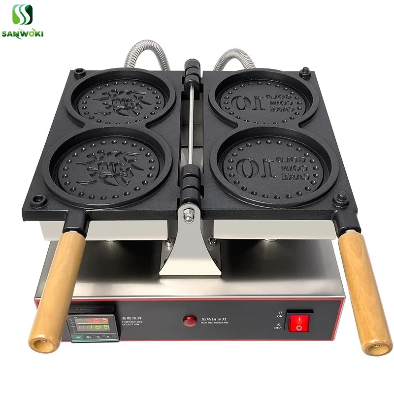 Gold Coin Waffle Electric  Waffle Maker Machine Snack Equipment Coin Waffle Maker Machine  Cartoon Coin Scones Waffle Macine