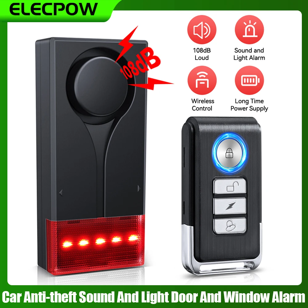 Elecpow New Car Vibration Sound And Light Alarm 108dB Loud Door And Window Anti Theft Alarm 3 Level Volume Adjustment Find Car