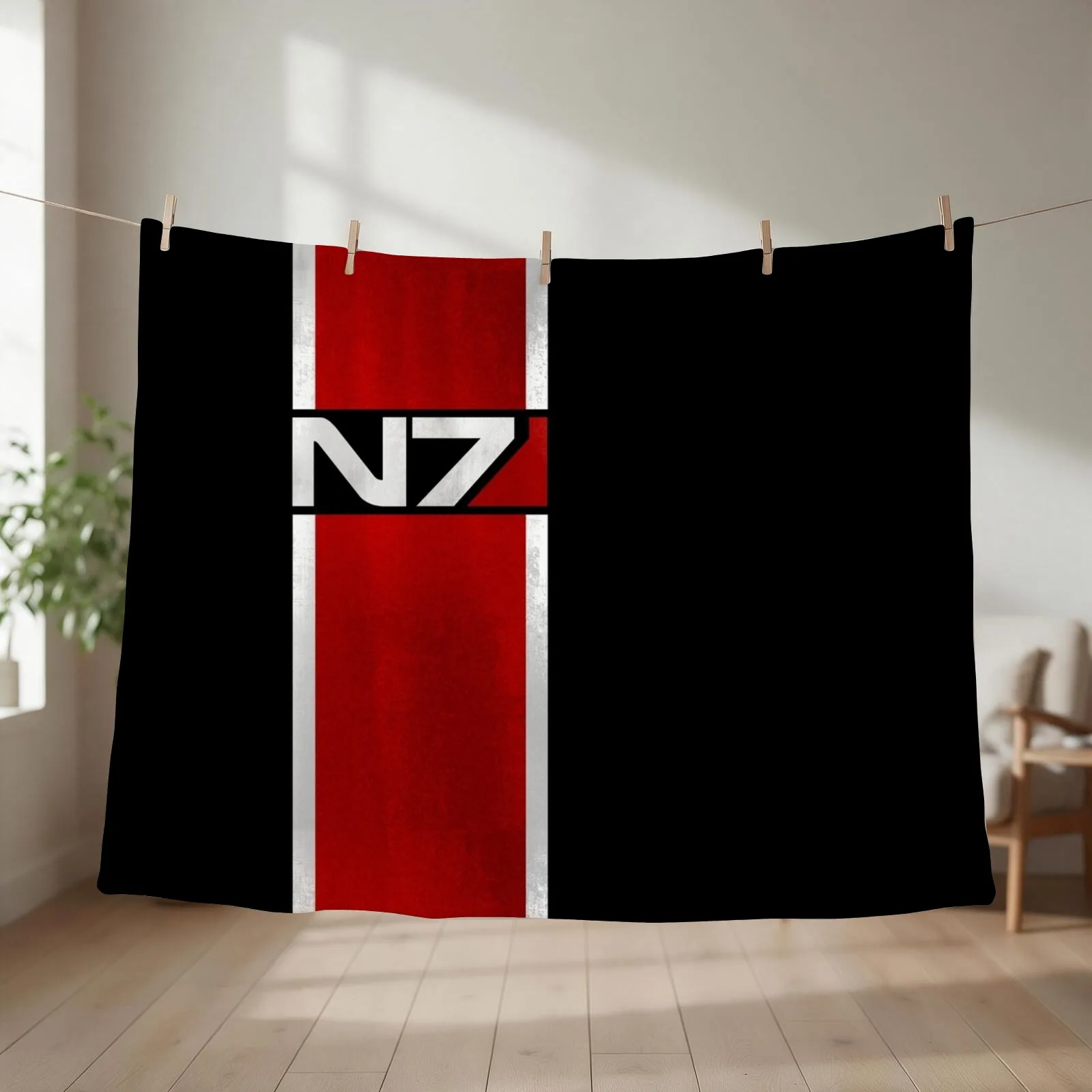 Mass Effect Vertical N7 Throw Blanket couch cozy soft plush fuzzy picnic outdoor blanket