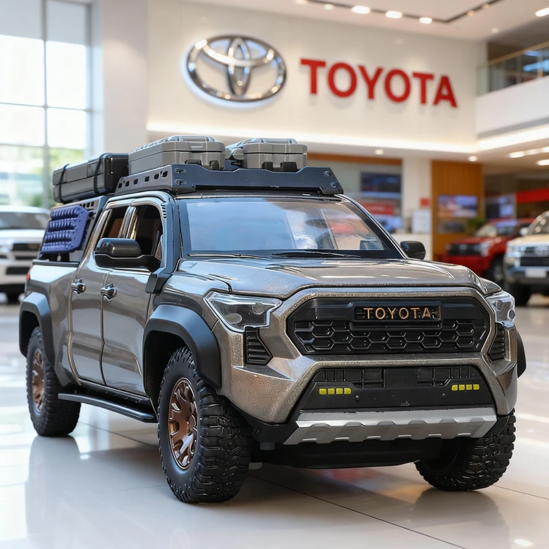 1:24 toyota tacoma picku liga modelo carro brinquedo diecasts fundição puxar para trás som e luz carro brinquedos para crianças veículo