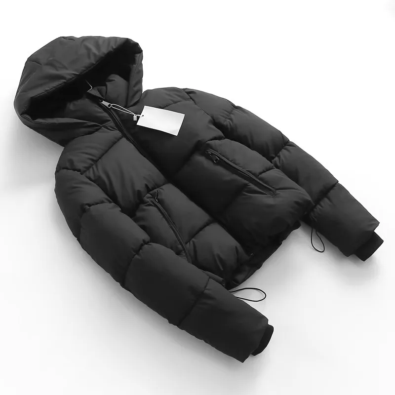 Women's Thiened Cotton Jaet Winter Warm Hat Bread Sle Coat Long Sve Loose Fit Cotton Padded Outerwear