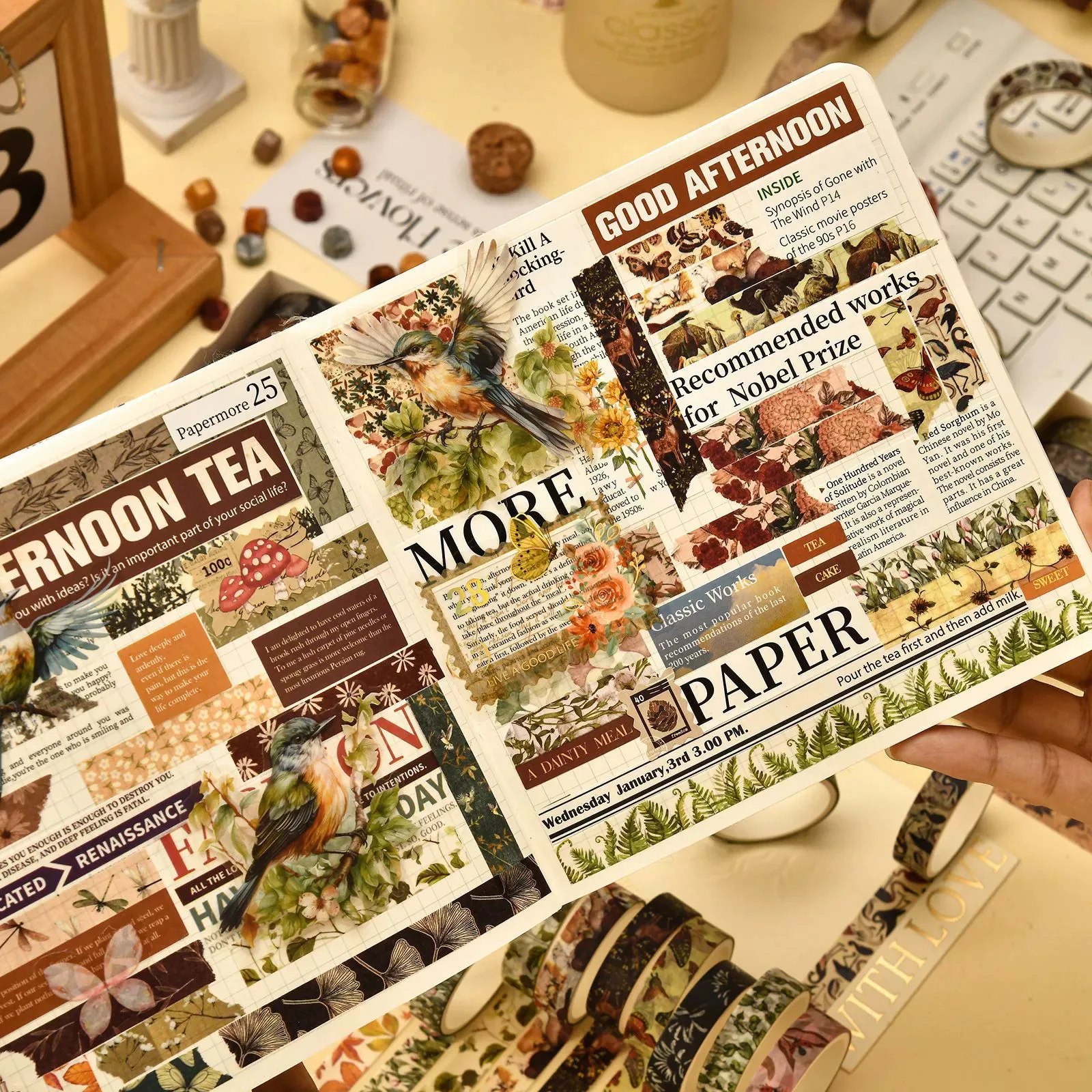 5 Rollen Frühlings-Blumen-Washi-Tapes, bunte Blumen, Aquarell, Pflanzen, Abdeckband, Scrapbooking, selbstklebend, DIY, Tagebücher, Basteln