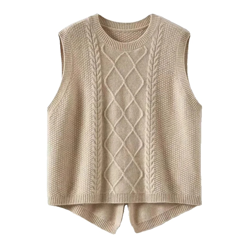 00% Pure Camere vrouwen ronde Ne Vest Gebreide Wollen Trui Bovenkleding Herfst Winter Nieuwe Sle Faion Dames Vest top