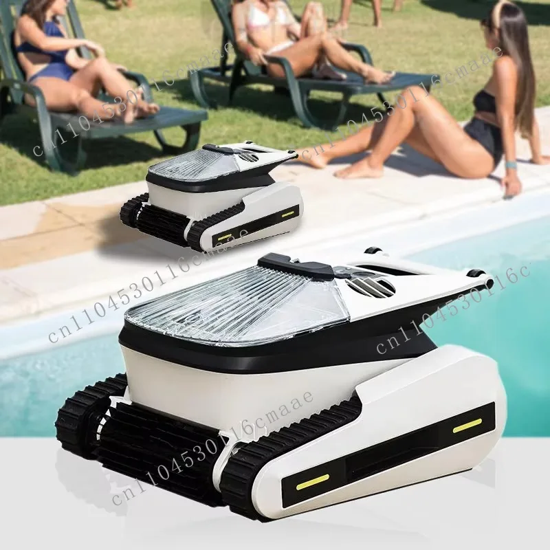 Wireless robotic pool cleaner, super suction, wall climbing pool vacuum cleaner, equipped with intelligent route planning