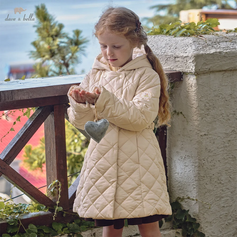 Dave Bella Girls Velvet Coat Winter Autumn Children Thick Warm Jacket Casual Hooded Waterproof Outerwear Kids Clothing DK4254175