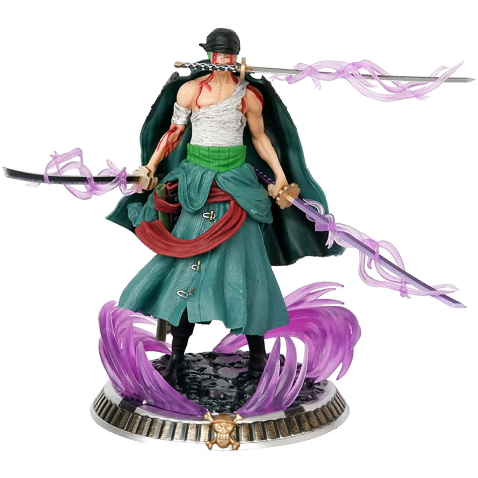 21 cm One Piece Figur Small Blood Bath Sauron One Piece Gk Three-Messer Flow Stunt Version Scene Statue Boxed Anime