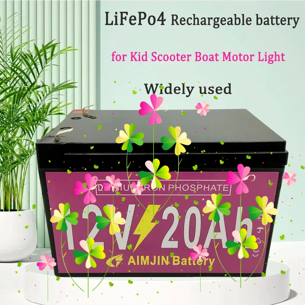 

For Kid Scooter Boat Motor Light LiFePo4 12V 20AH Battery Pack 20000mAh Lithium Iron Phosphate Battery Built-in BMS 12.8V