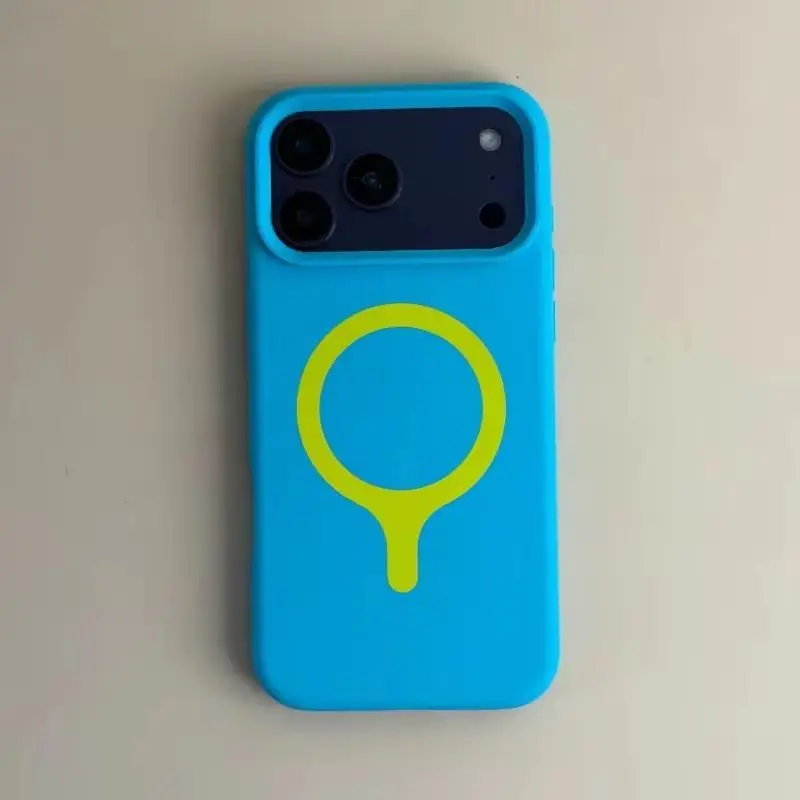 Étui magnétique de luxe en silicone liquide brillant pour iPhone 17 Pro Max, compatible avec la charge sans fil, revêtement en tissu velours lisse et original