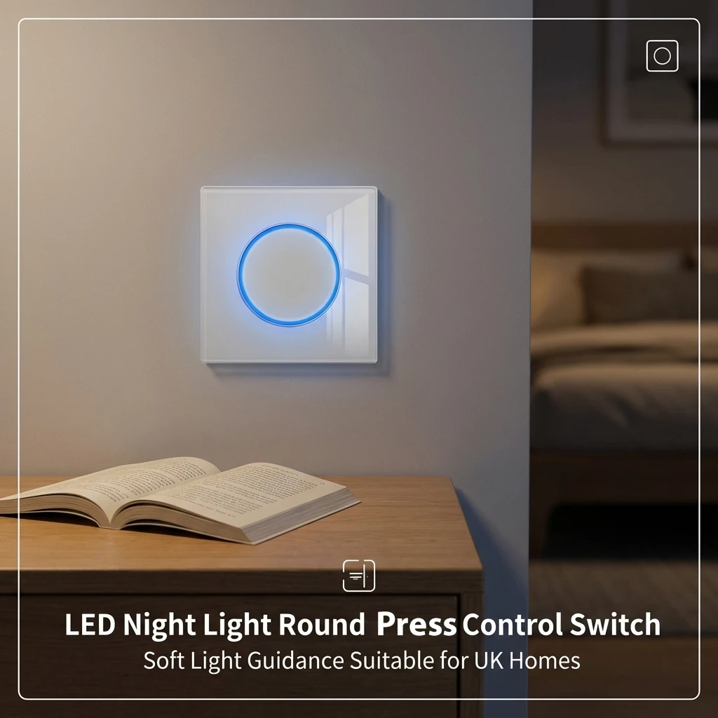 Wallpad 1 2 3 4 Gang Wall Switch White Glass Plate Pass-through 2 Way Blinds Impulse Momentary Light Switch Circle LED Indicator