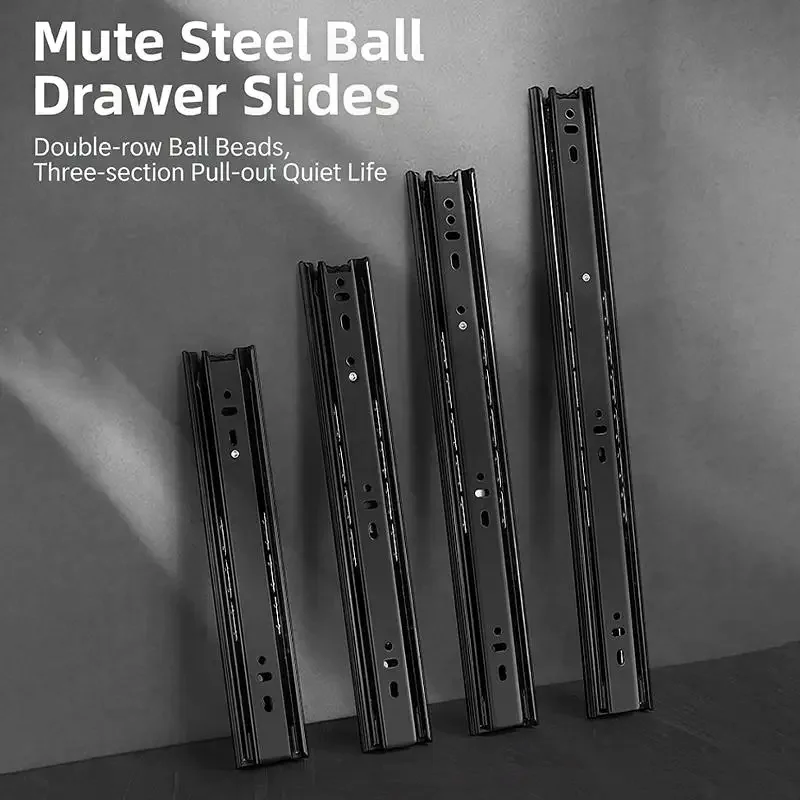 Drawer Guide Heavy Duty Full Extension Ball Bearing Slides Per Pair Buffer Silent Wardrobe Furniture Hardware Accessories