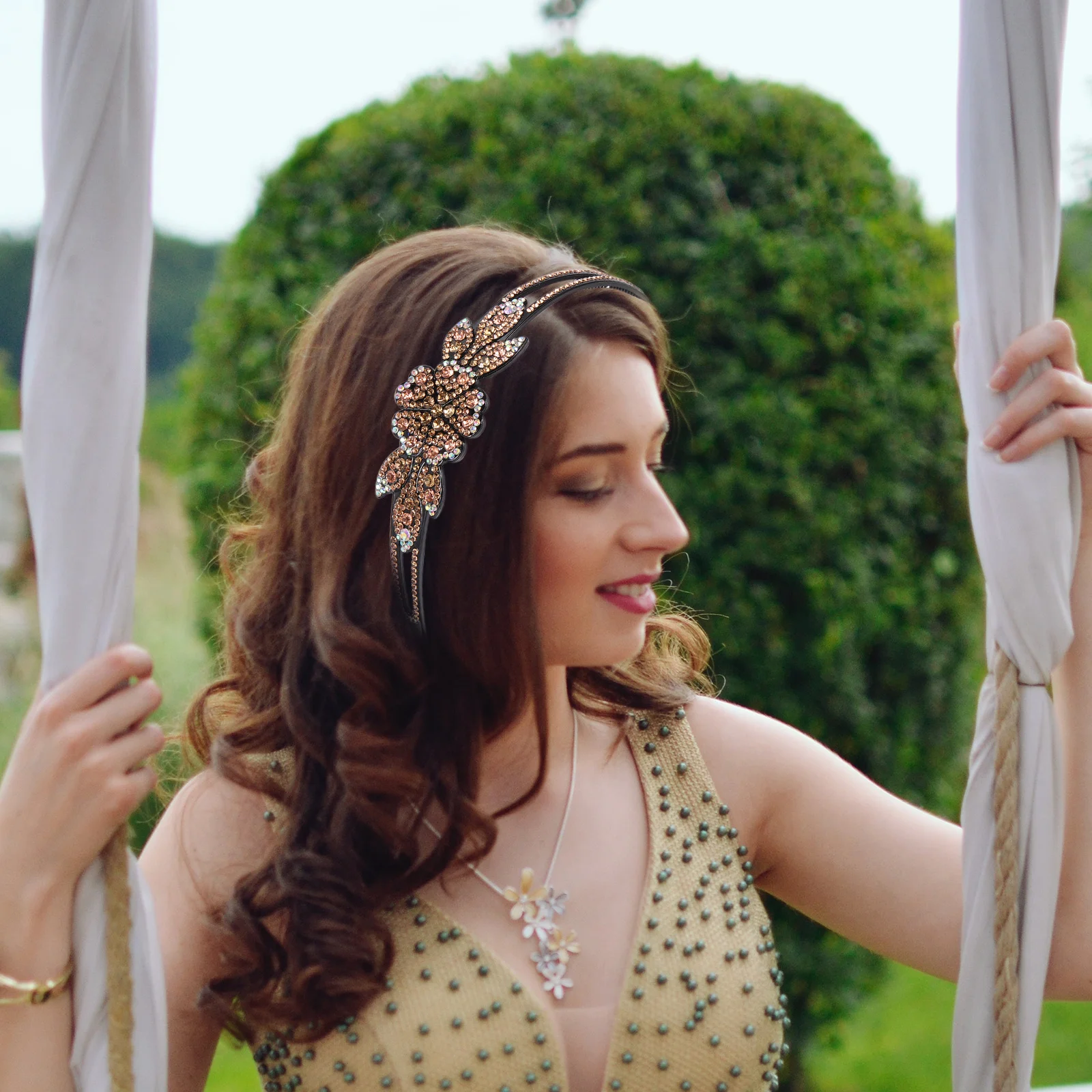 

4Pcs Festive Flower Rhinestone Headband Non-Slip Wide Hairband for Women Party Christmas Valentine Gift Comb Headband