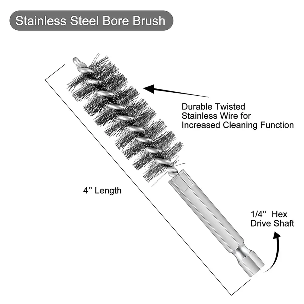 1PC สแตนเลสสตีลแปรงลวด Hex Shank Power เจาะแปรงลวดหลอดเครื่องจักรแปรงทําความสะอาดสนิมขัด
