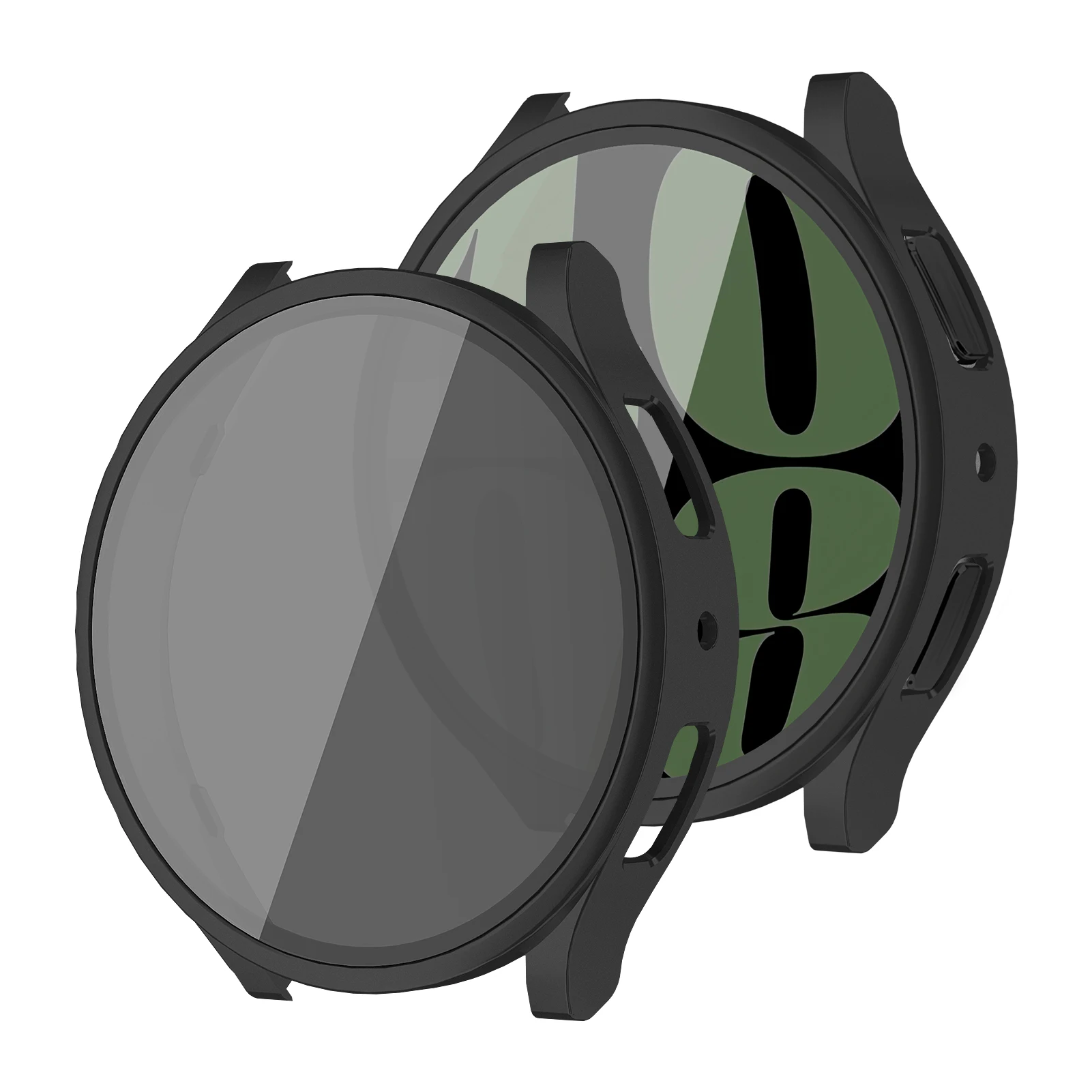 กระจกนิรภัย +กรณีความเป็นส่วนตัวสำหรับซัมซุงกาแล็กซี่วอทช์ 6 44 มม.40 มม.แอนตี้สปายพีซีกันกระแทกโดยรวมฝาครอบป้องกันกาแล็กซี่วอทช์ 6