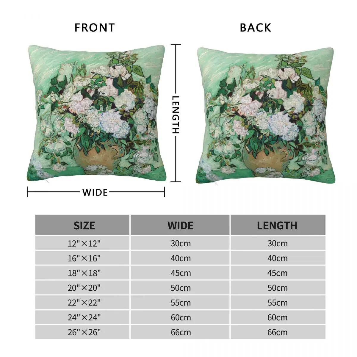 Vincent Van Gogh Vase With Pink Roses Square Pillowcase Polyester Linen Velvet Creative Zip Decor Pillow Case Home Cushion 45x45