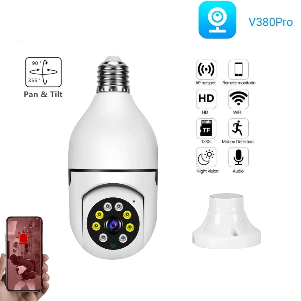 

V380 3MP E27 Bulb WIFI Indoor Camera Pan Tilt Motion Detection Infared CCTV Security IP Wireless Bulb Camera