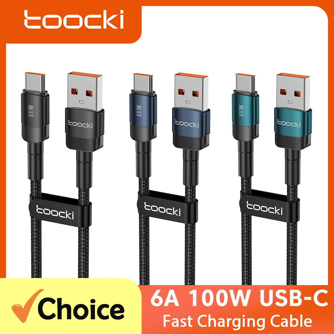 Toocki 6A 100W USB auf USB-C Kabel für Samsung Xiaomi 1/2/3/5 Stück Schnellladekabel Typ C für Huawei iPhone17 Geflochtenes Datenkabel