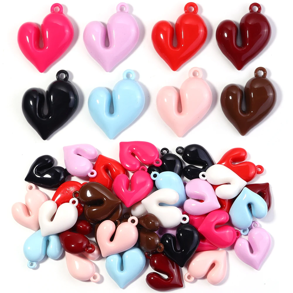 4 teile/los Acryl Unregelmäßige Herz Charms Anhänger Bunte 33,5X40mm Liebe Herz Anhänger Für DIY Schmuck Machen Halskette ohrringe