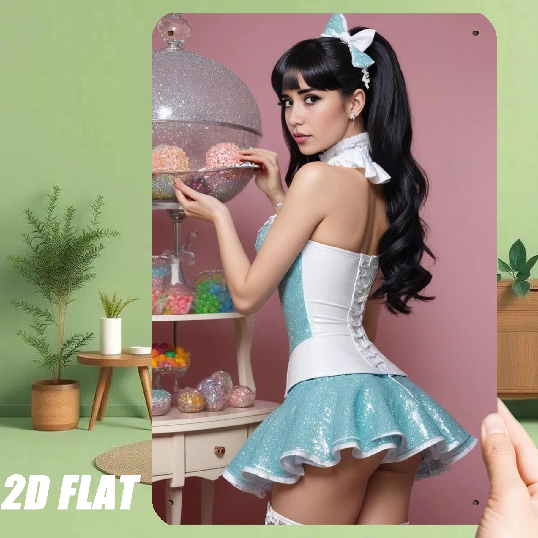 HD Metal Tin Sign Candy Girl Pin Up Style Vintage Wall Art Decor for Man Cave Bar Home