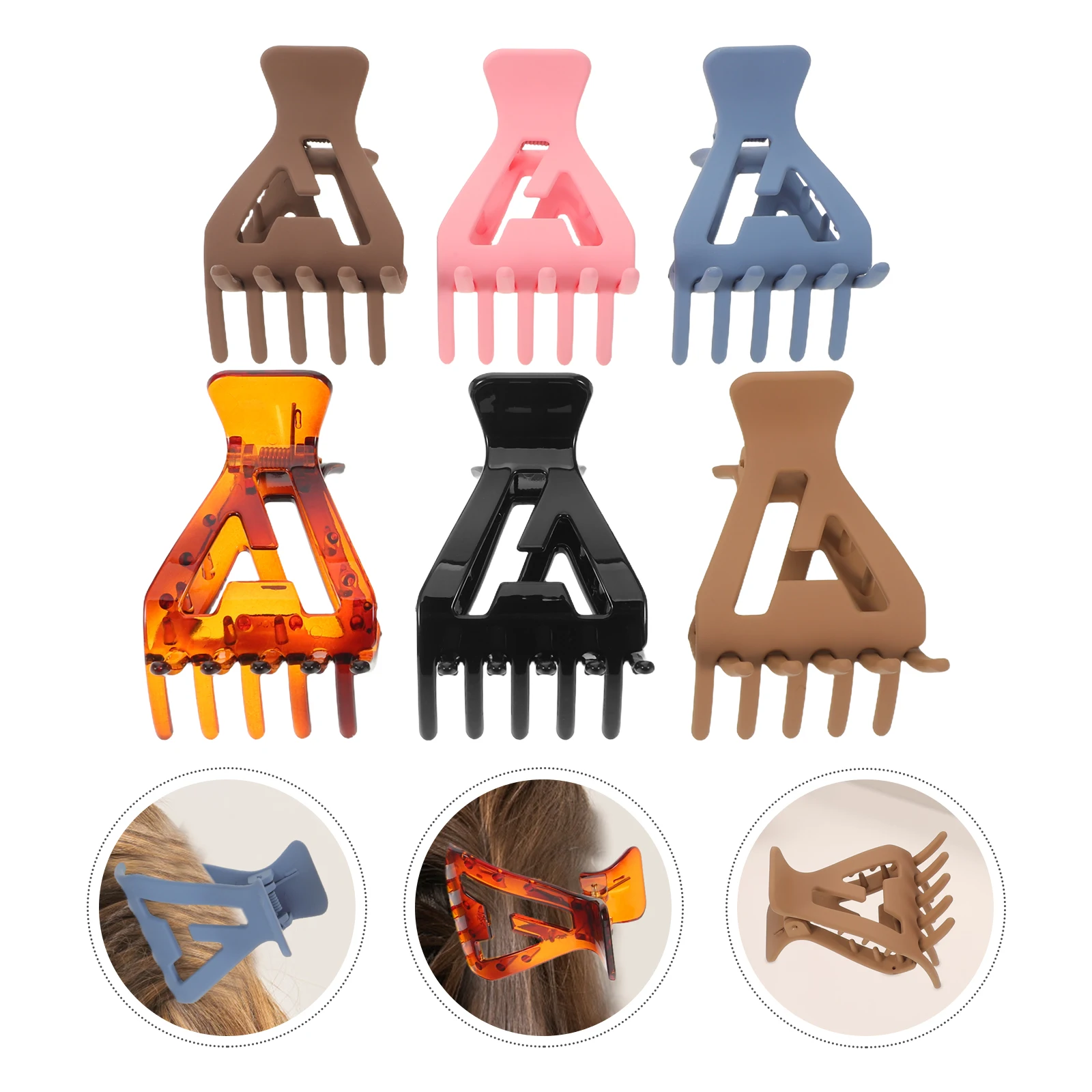 

6pcs Triangle Claw Clips Strong Hold Non-Slip Accessories Stylish Root Lifting Volume Tools For Curly Hair Women Girls