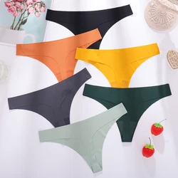 6PCS/Set XS-L Women Sexy Thong Panties Pack Lingerie 6 Solid Colors G-string Sexy Thongs Girl Underwear Female Pantys