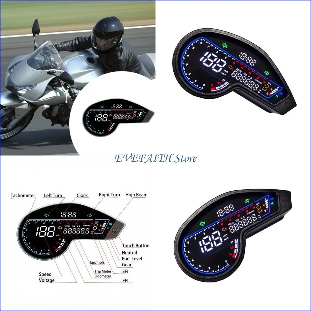 124B Multifunctional Advanced LCD Digital Speedometer Odometer Gauge Meter For NXR150 NXR125 MRX125 Motorcycles 0-199Km/H