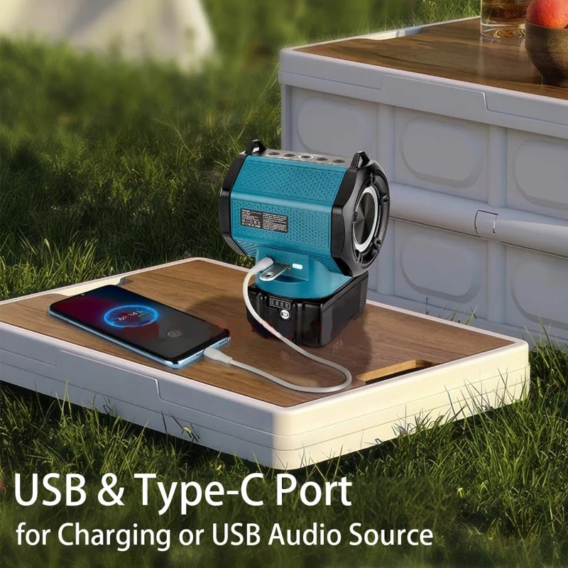 

For Makita 18V Li-ion Battery Portable Bluetooth Speaker With USB Type-C Port Cordless Small Speaker for Jobsites Home and Party